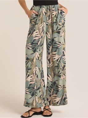 Z Supply Leaf Pattern Wide Leg Pants NWT